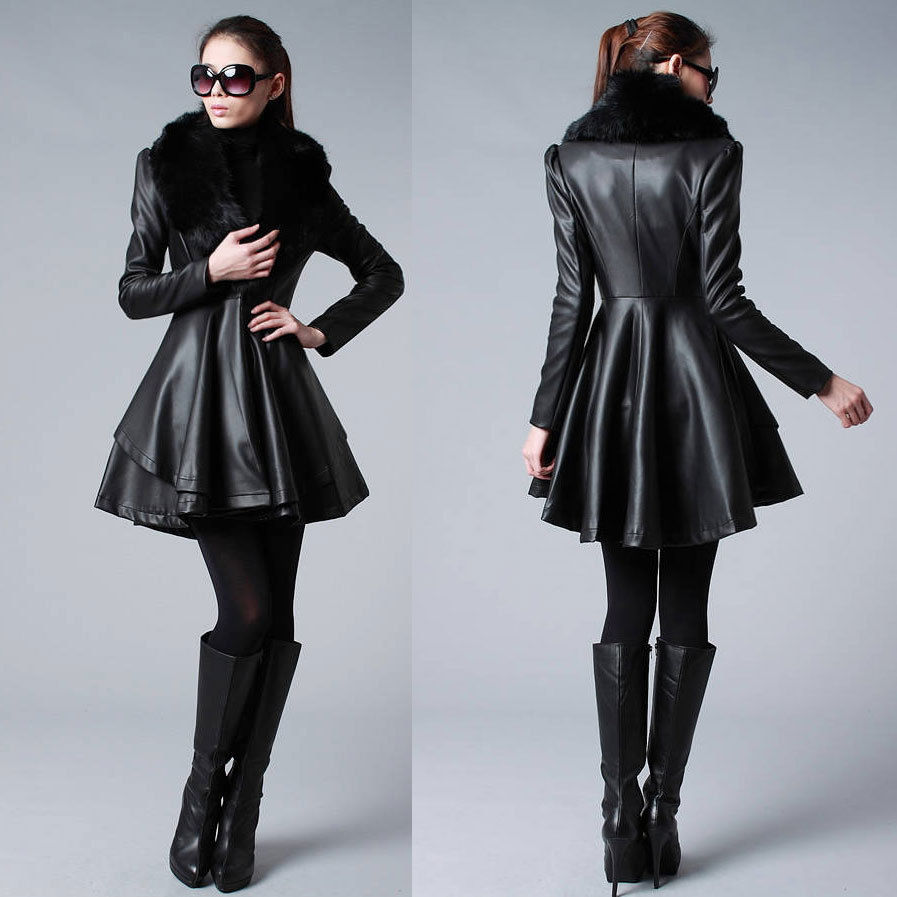 Leather overcoat for women