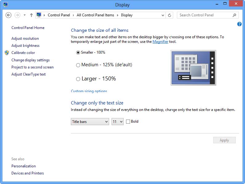 Windows 8: What to do if texts and desktop icons are too small