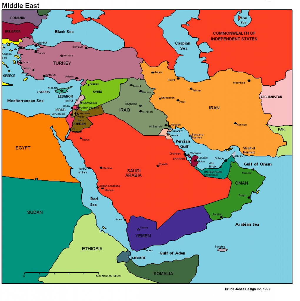detailed map of middle east