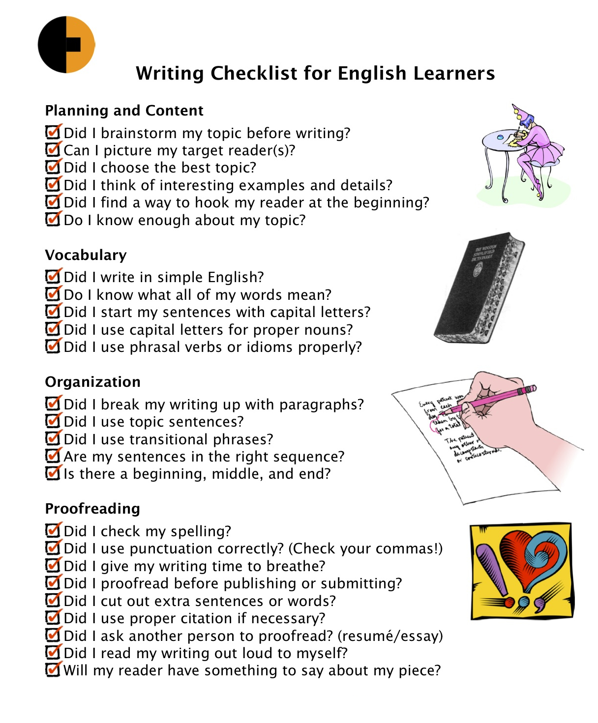 checklist essay writing