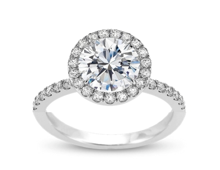 Diamond Engagement Ring Round Halo Setting in 18K White Gold