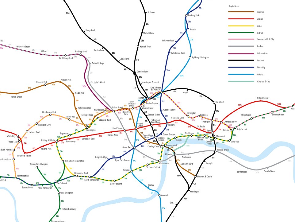 Top 10 Calorific Journeys on the London Tube Map